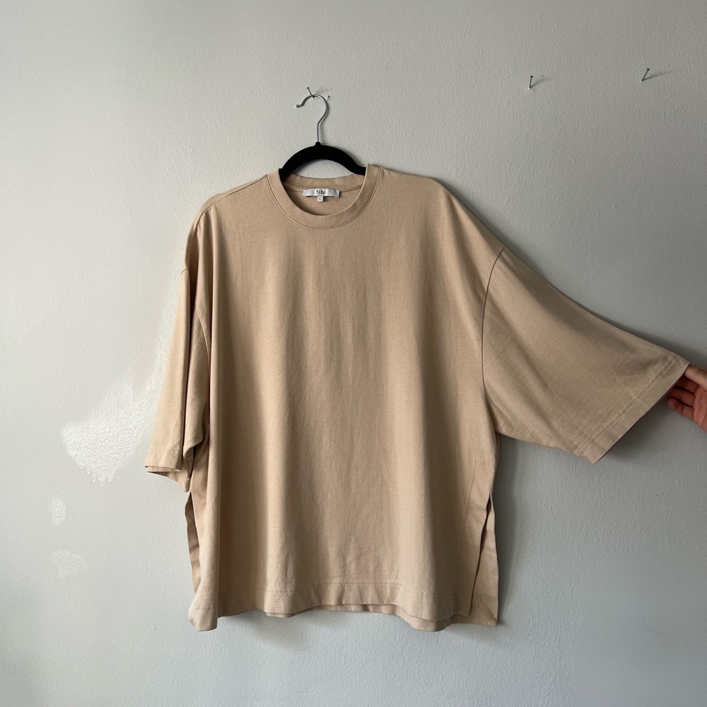 TIBI Boxy side slit tee